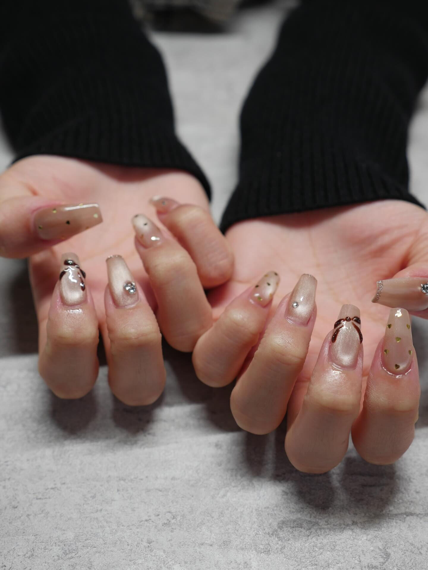 成人式ネイルのお客様💅ゴールドベージュ系で可愛すぎます😍【長