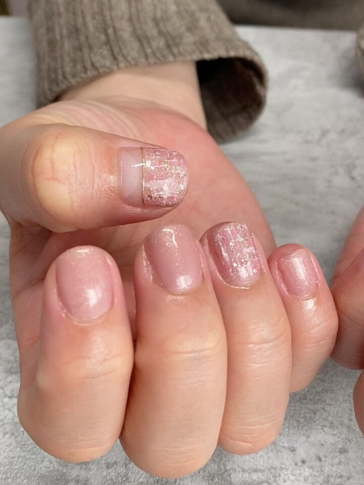 ツイードネイル✨😍💅優しいお色でオフィスネイルにも🙆‍♀️鳴